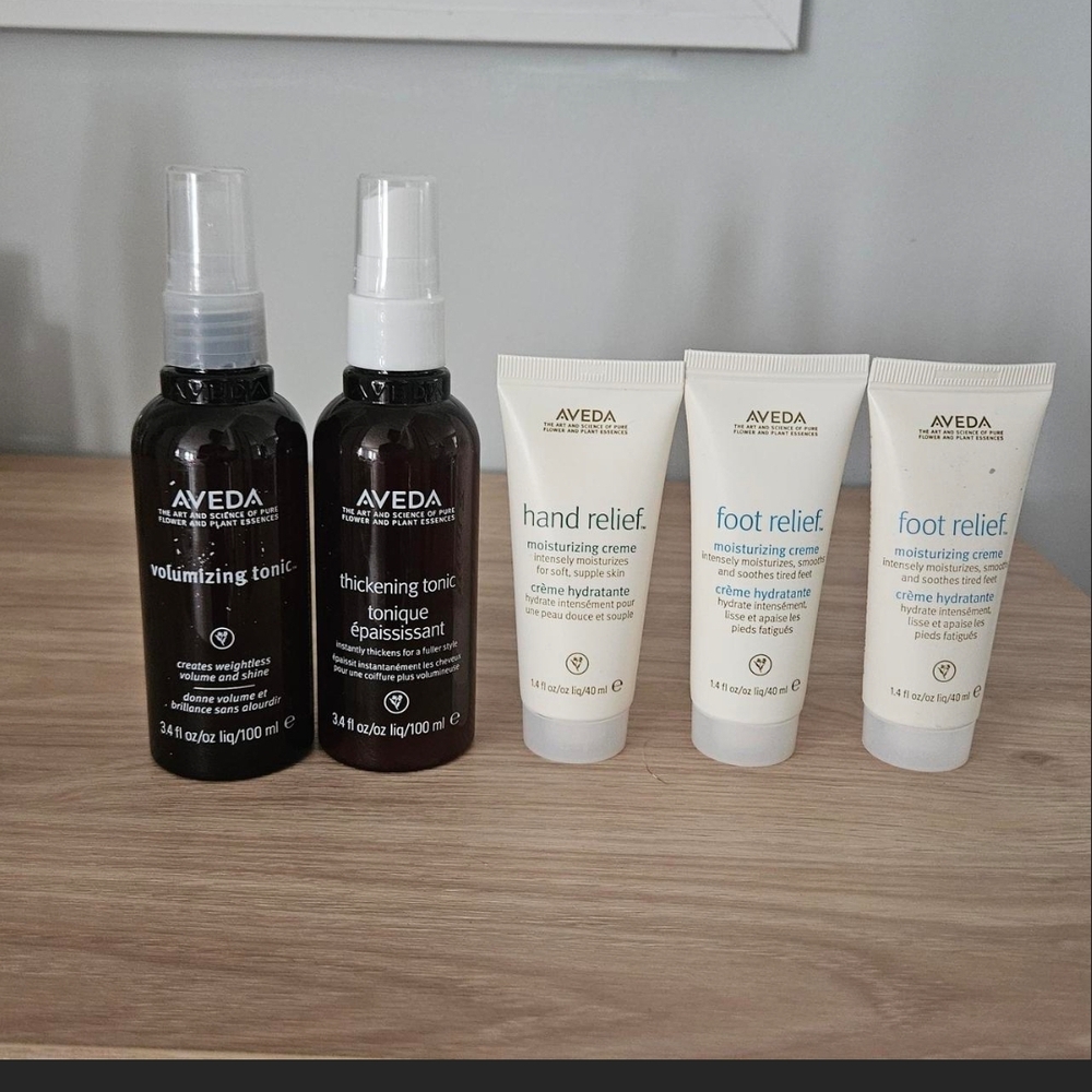 Aveda Thickening Tonic, Voluming Tonic, 2 Travel Foot Relief, 1 Travel Hand